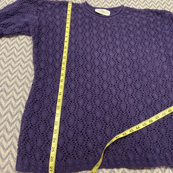 B. Moss Vintage Blue Crocheted Sweater – 100% Cotton, Size XL - Picture 5 of 9